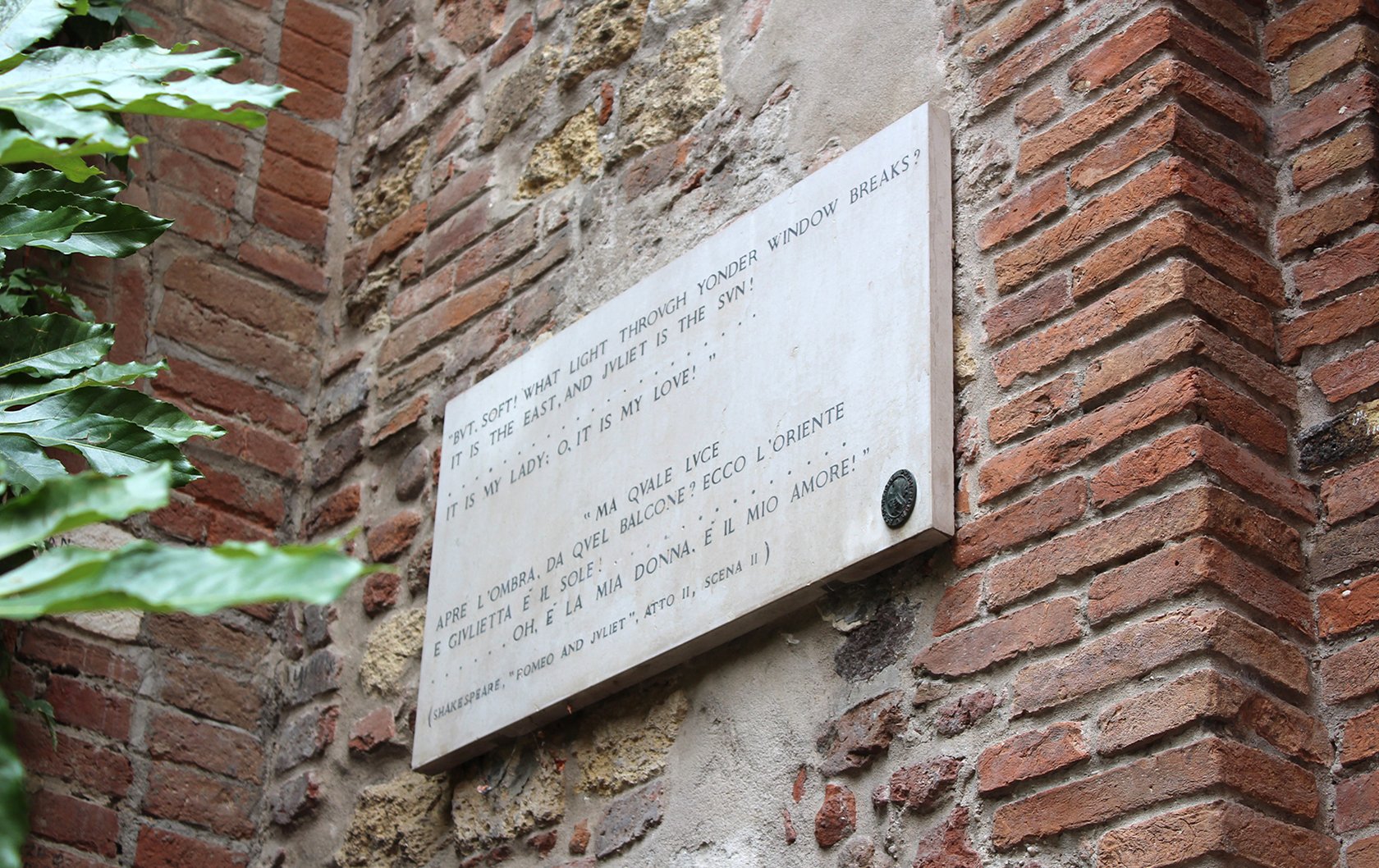 Shakespeare sign at Juliet's House
